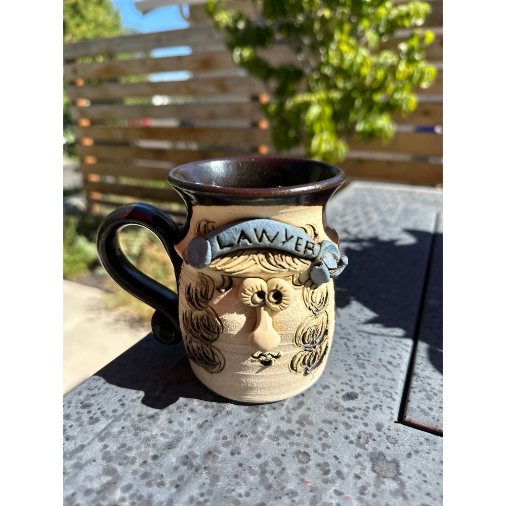 Vintage Bradford Pottery Face Mug Lawyer 12oz Handcrafted Cute Ugly Coffee Mug